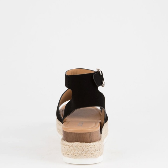 New Black Peep Open Toe Ankle Strap Espadrille Raffia Sandal Wedge Platform Heel - Picture 5 of 7